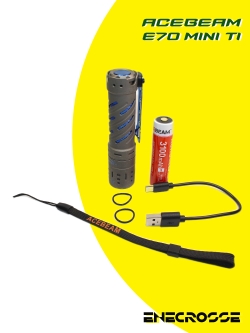 Фонарь Acebeam E70 mini TI (3хNichia 519A NW 5000K CRI90, 1x18650, 1500 лм, 140 м)