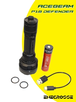 Фонарь Acebeam P18 Defender (4 x Luminus SFT-40 CW 6500K, 1x21700, 5000 лм, 629 м)