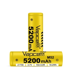 Аккумулятор Li-Ion высокотоковый Vapcell INR21700 M52 (3,6/4,2 В, 15 A, 5200 мАч, 19 мОм, 21,2x71мм)