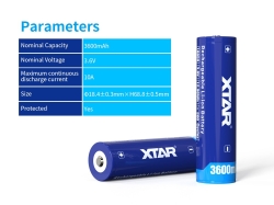 Аккумулятор Li-Ion XTAR 18650 (длина 69,3 мм, 3,6/4,2 В, 3600 мАч, 10 A)