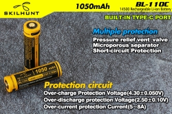 Skilhunt BL-110C 14500 2A 1050mAh 3,6/4,2V защищенный (ЗУ Type-C)