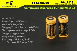 Skilhunt BL-111 18350 1100mAh 3.6V 8A