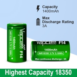 Аккумулятор Li-Ion Vapcell INR18350 F14 (3,6/4,2 В, 3 A, 1350 мАч, 54 мОм, 18,3x35 мм)