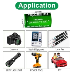Аккумулятор Li-Ion Vapcell INR18350 F14 (3,6/4,2 В, 3 A, 1350 мАч, 54 мОм, 18,3x35 мм)