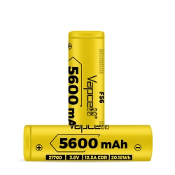 Аккумулятор Li-Ion высокотоковый Vapcell INR21700 F56 (3,6/4,2 В, 12,5 A, 5600 мАч, 14 мОм, 21,6x71мм)