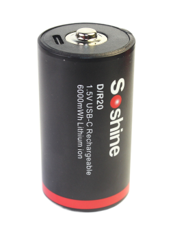 Аккумулятор Li-Ion Soshine DUSB-1.5-6000 (длина 60,5 мм, 1,5 В, 1,8 А, 3400 мАч, встроенное ЗУ)
