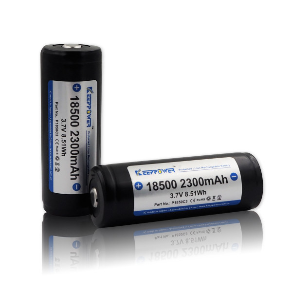 Аккумулятор Li-Ion 18500 KeepPower P1850C3 (с защитой, длина 53 мм, 3,7/4,2 В, 4 А, 2300 мАч, 55 мОм)