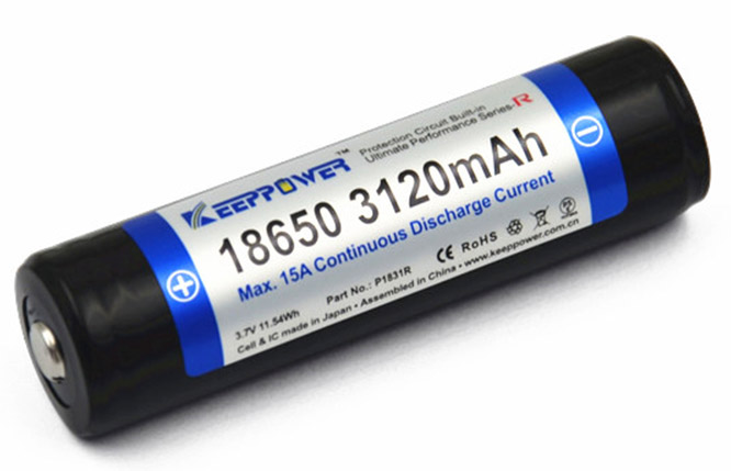 KeepPower 18650 3120 mAh 3,6v 15A P1831R защищенный