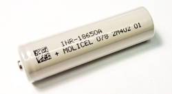 Аккумулятор Li-Ion Molicel INR-18650A Button top (длина 67,2 мм, 3,6/4,2 В, 20 А, 2500 мАч, 11 мОм)