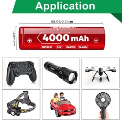 Аккумулятор Li-Ion высокотоковый Vapcell INR18650 N40 (длина 65 мм, 3,6/4,2 В, 10 A, 3839 мАч, 15 мОм)