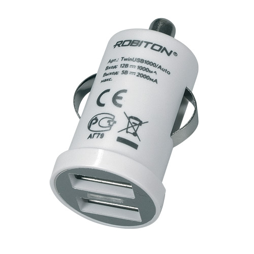 ROBITON TwinUSB1000/AUTO 2100мА с 2 USB (12-24V) BL1