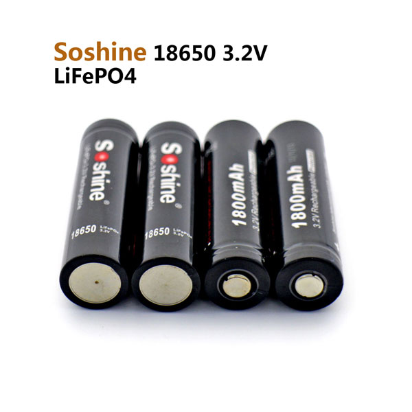 Аккумулятор LiFePO4 Soshine 18650P-3.2-1800 (длина 68,5 мм, 3,2/3,6 В, 5 А, 1800 мАч)