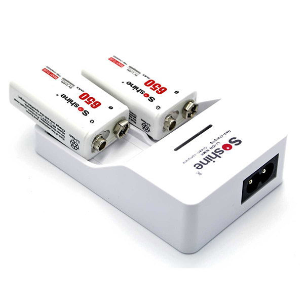 Зарядное устройство для аккумуляторов Li-Ion/Ni-Mh/LiFePo4 типоразмера КРОНА Soshine SC-V1 (Fe)