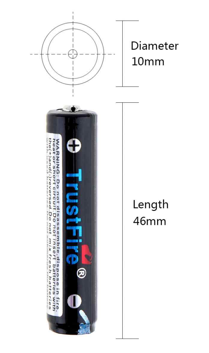 TrustFire 10440 3.7V 350mAh PCB