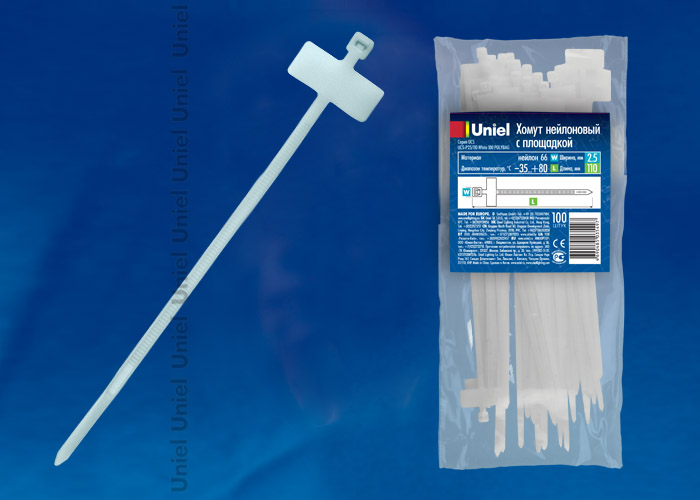 Uniel UCS-P25/110 White Хомут нейлоновый с площадкой