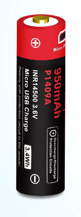 Vapcell P1409A INR14500 3.6V 950 mAh (ЗУ microUSB)