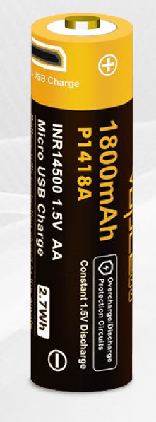 Vapcell P1418A INR14500 1,5V 1800 mAh (ЗУ microUSB)