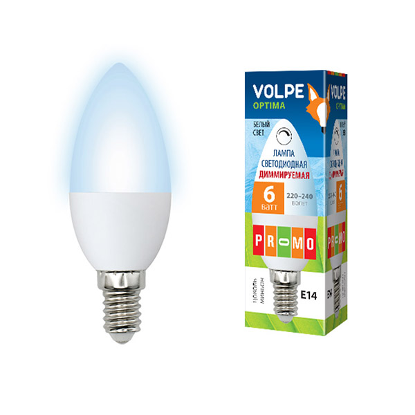 Volpe Optima Dimmable свеча 6Bт 450лм E14 белый свет