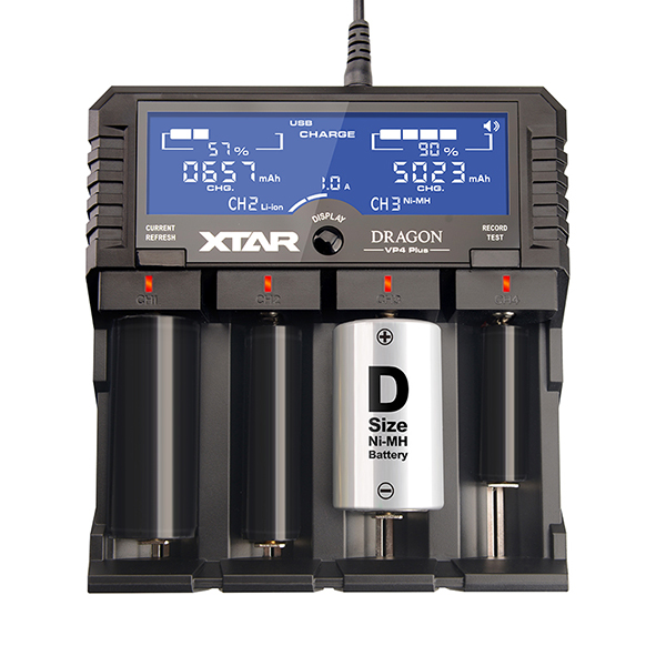 Зарядное устройство Xtar VP4 Plus DRAGON (для 1-4  Li-Ion/Ni-Mh/Ni-Cd от 32 до 72 мм, 0,25/2А)