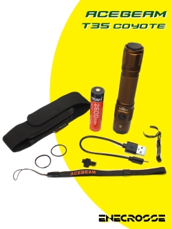 Фонарь Acebeam T35 5000K Coyote (1x Luminus SFT-40, 1x18650,1600 лм, 352 м)