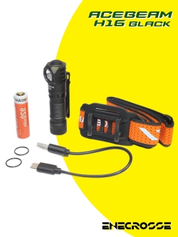 Acebeam H16 Black (1xNichia 519A NW 5000K High CRI 90, 1x14500/AA, 650lm, 86m)