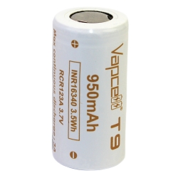 Аккумулятор Li-Ion Vapcell INR16340 T9 flat/button top (длина 32,8/34 мм, 3,6/4,2 В, 3 A, 950 мАч)