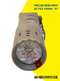 Фонарь Acebeam E70 mini TI (3хNichia 519A NW 5000K CRI90, 1x18650, 1500 лм, 140 м)