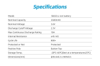 Аккумулятор Li-Ion XTAR 18650 (длина 69,6 мм, 3,6/4,2 В, 3500 мАч, 10 A)