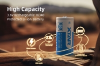 Аккумулятор Li-Ion XTAR 16340 (длина 34,1 мм, 3,6/4,2 В, 850 мАч, 2,5 A)
