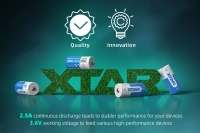 Аккумулятор Li-Ion XTAR 16340 (длина 34,1 мм, 3,6/4,2 В, 850 мАч, 2,5 A)