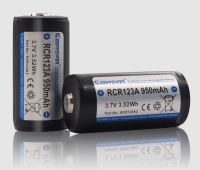 Аккумулятор Li-Ion KeepPower 16340 RCR123A2 (длина 34 мм, 3,7 В, 950 мАч, 3 A, 102 мОм)