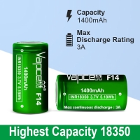 Аккумулятор Li-Ion Vapcell INR18350 F14 (3,6/4,2 В, 3 A, 1350 мАч, 54 мОм, 18,3x35 мм)
