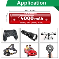 Аккумулятор Li-Ion высокотоковый Vapcell INR18650 N40 (длина 65 мм, 3,6/4,2 В, 10 A, 3839 мАч, 15 мОм)
