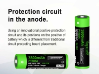 Аккумулятор Li-Ion высокотоковый Vapcell INR18650 P1838A !!71,3 мм!!(3,6/4,2 В, 10А, 3800 мАч, 27 мОм, ЗУ USB-C)