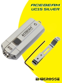 Фонарь-брелок Acebeam UC15 silver (2хААА/10400, XPL-HD/Red/UV, 1000 лм, 107 м)