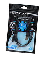 Кабель ROBITON P5 USB A - Micro-USB, Charge&Sync, 1м черный PH1